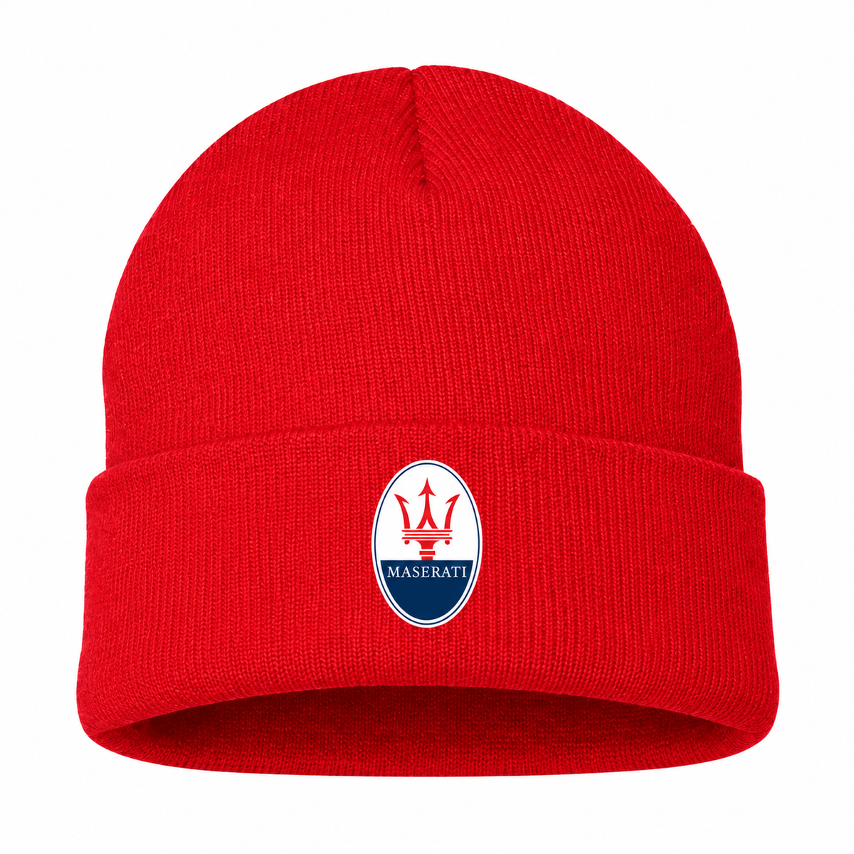 Men's Maserati Beanie Hat — Red — clean front main