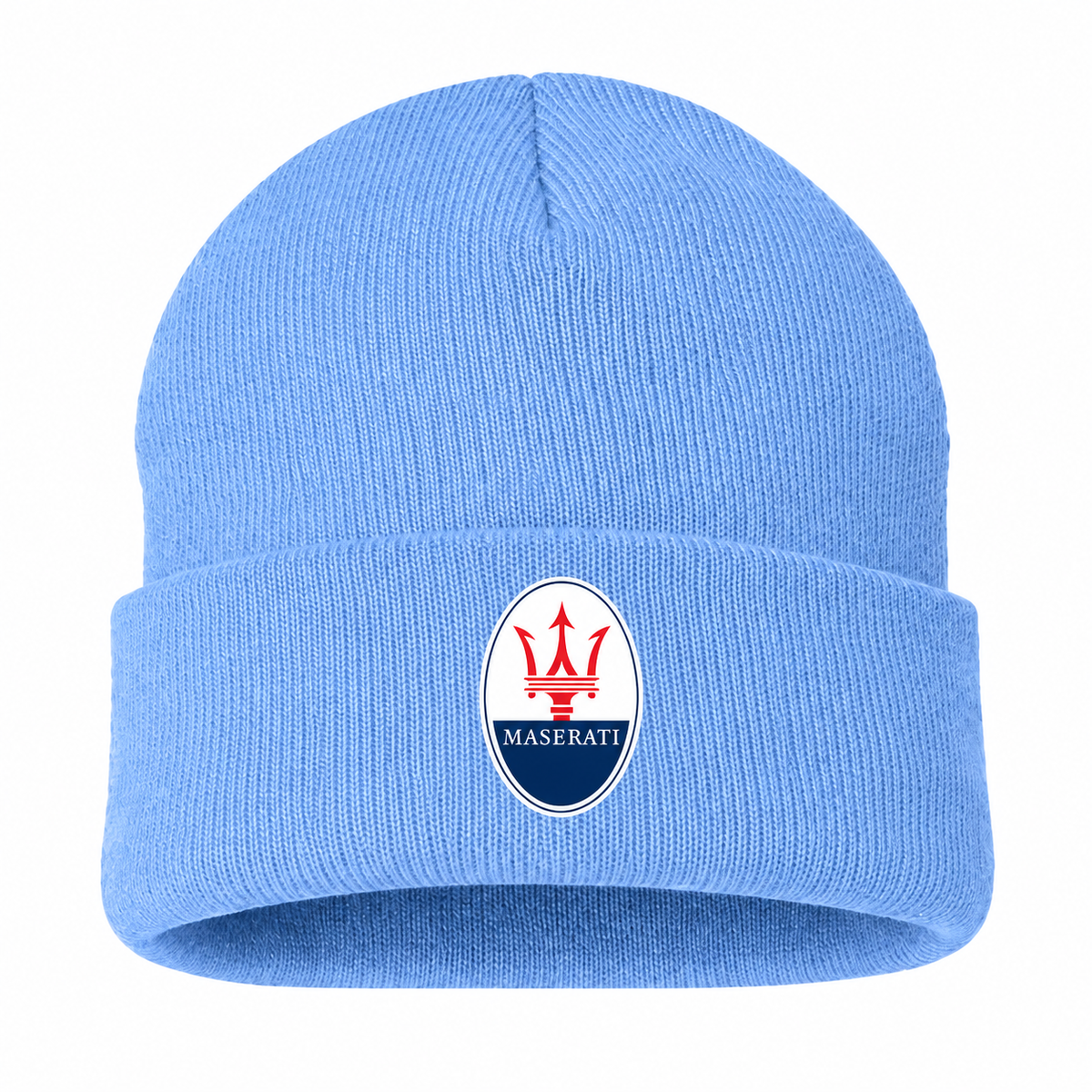 Men's Maserati Beanie Hat — Sky Blue — clean front main