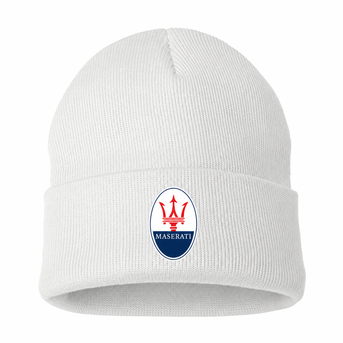 Men's Maserati Beanie Hat — White — clean front main