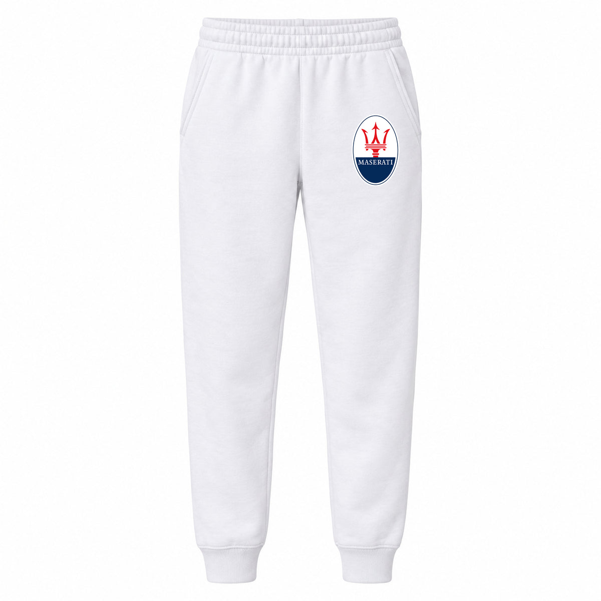 Maserati youth jogger sweatpants in White, Youth Large ages 10–12