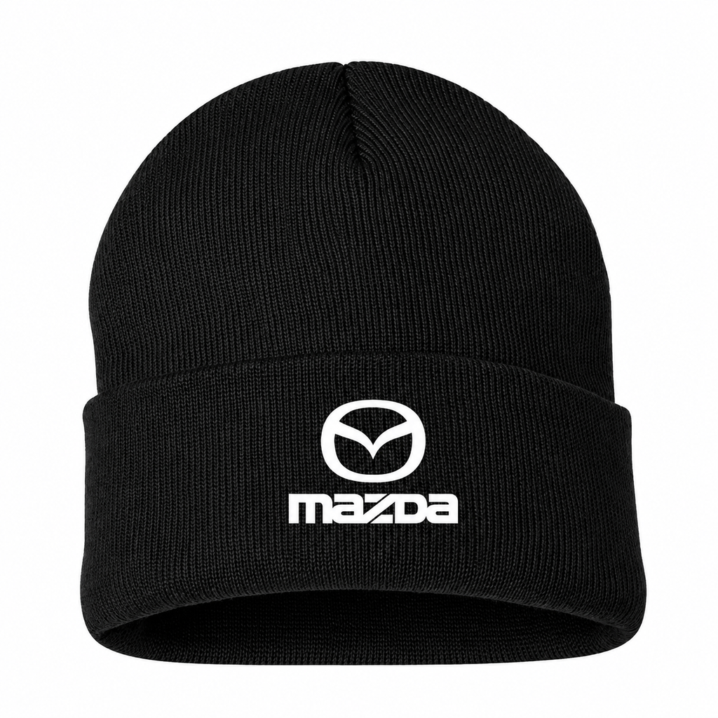 Men's Mazda Beanie Hat — Black — clean front main