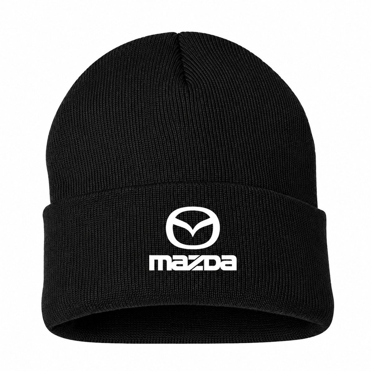 Men's Mazda Beanie Hat — Black — clean front main