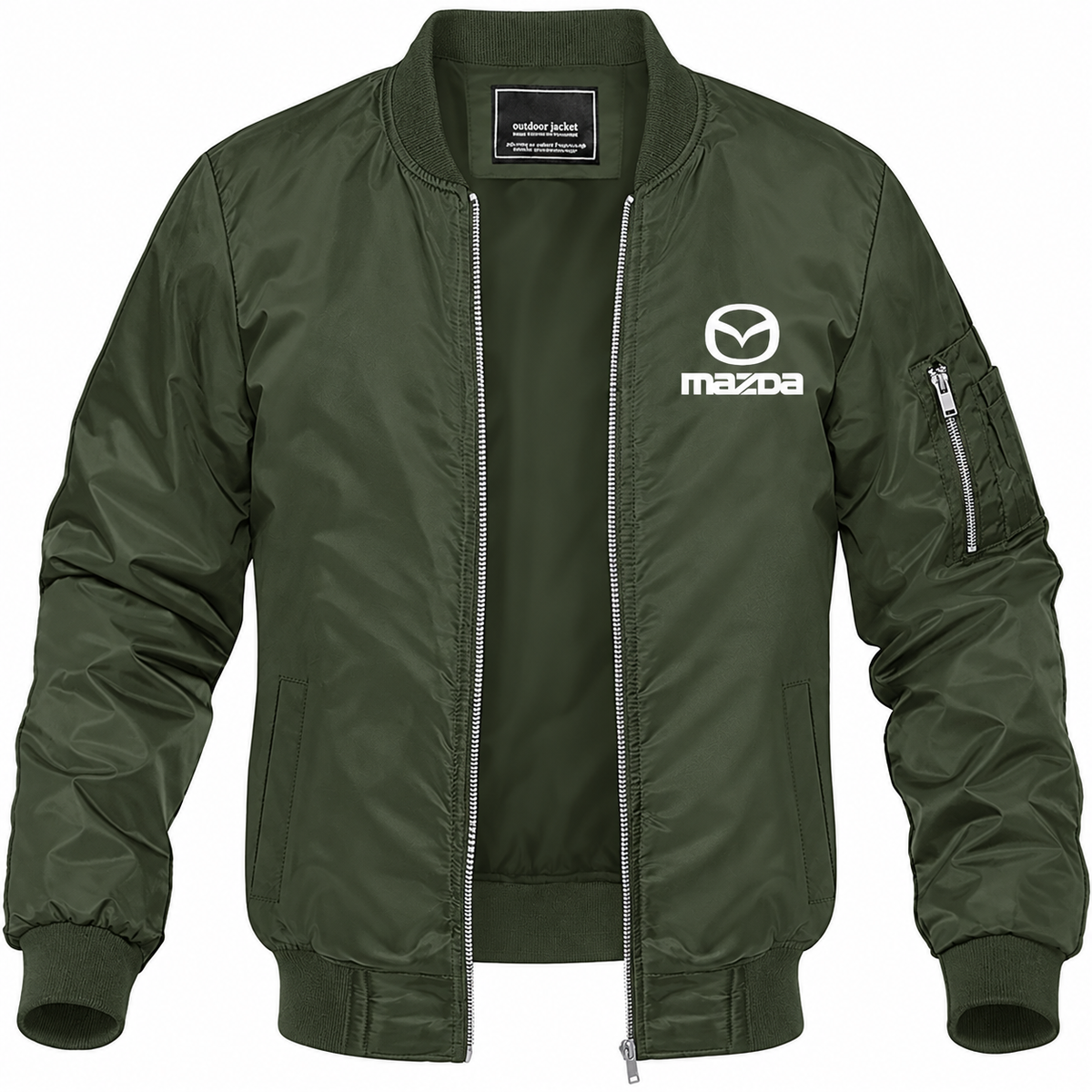 Mazda army green bomber jacket front product photo | color: army green |