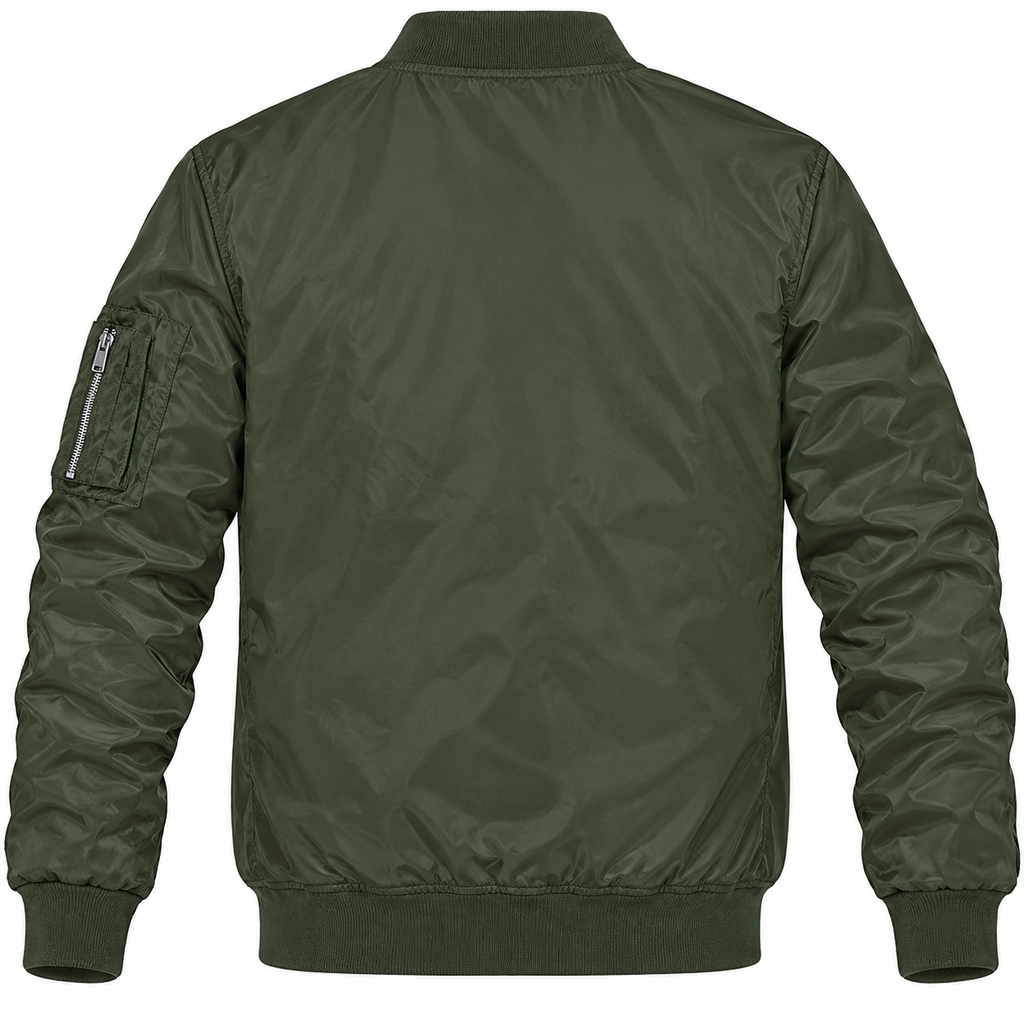Mazda army green bomber jacket back product view | color: army green |