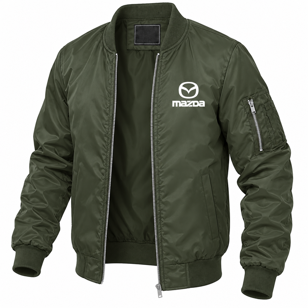 Mazda army green bomber jacket angled product view | color: army green |