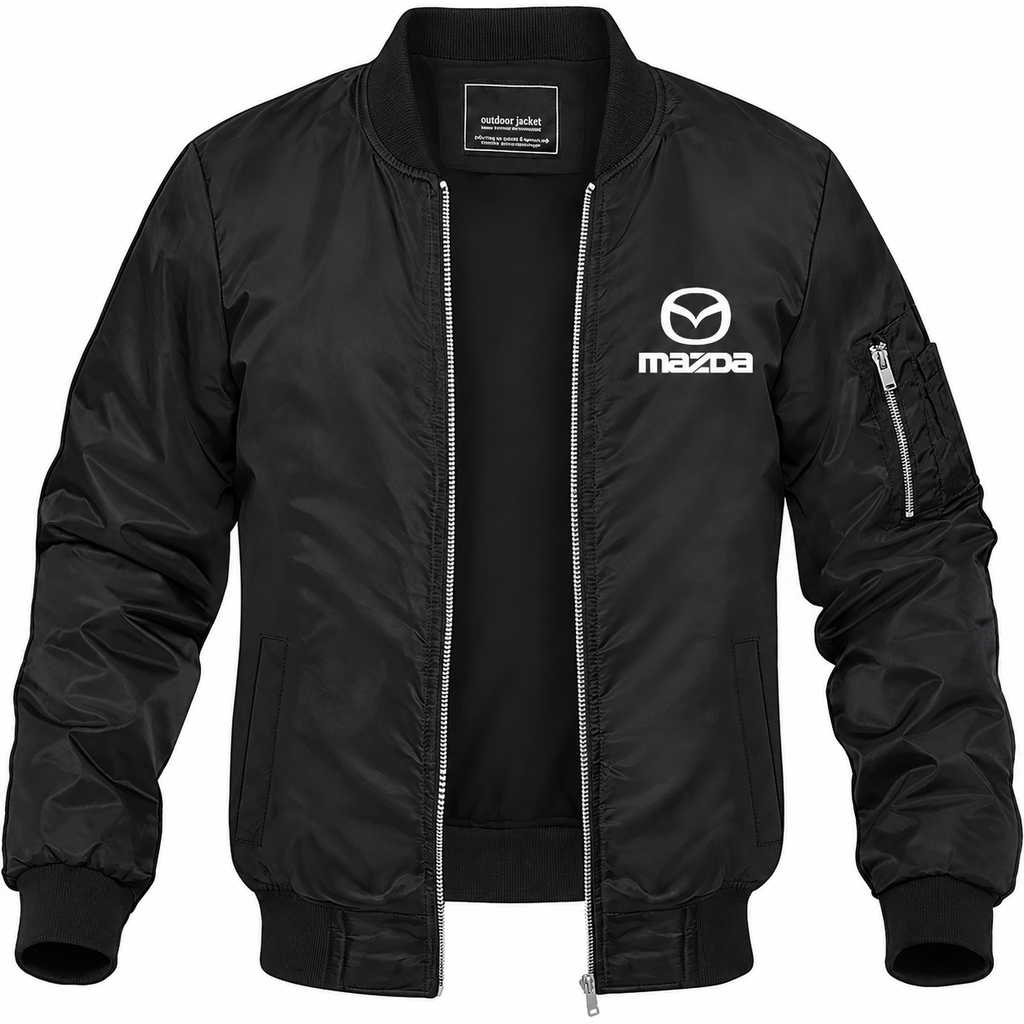 Mazda black bomber jacket front product photo | color: black |