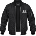 Mazda black bomber jacket front product photo | color: black |