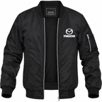 Mazda black bomber jacket front product photo | color: black |