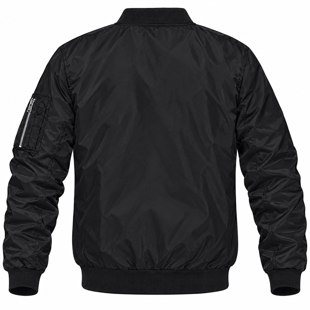 Mazda black bomber jacket back product view | color: black |