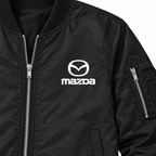 Mazda black bomber jacket chest print detail | color: black |