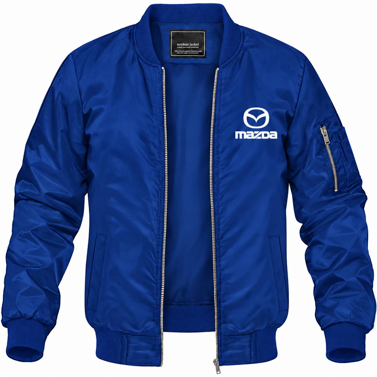 Mazda blue bomber jacket front product photo | color: blue |