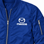 Mazda blue bomber jacket chest print detail | color: blue |