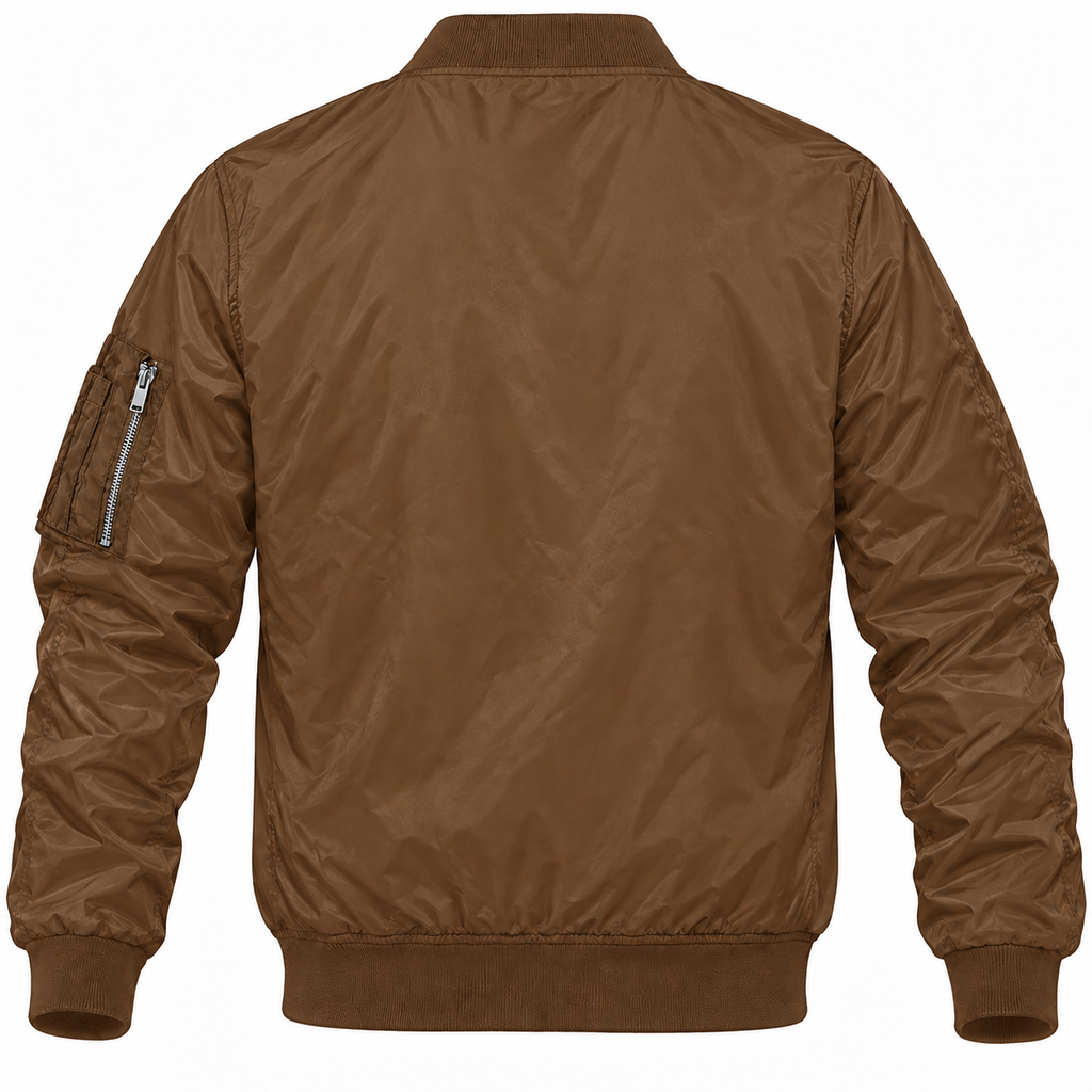 Mazda brown bomber jacket back product view | color: brown |