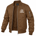 Mazda brown bomber jacket angled product view | color: brown |