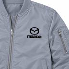 Mazda grey bomber jacket chest print detail | color: grey |