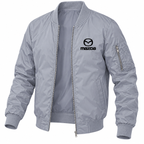 Mazda grey bomber jacket angled product view | color: grey |