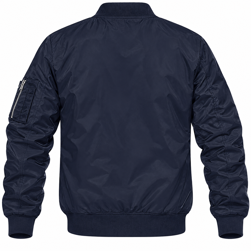 Mazda navy bomber jacket back product view | color: navy |