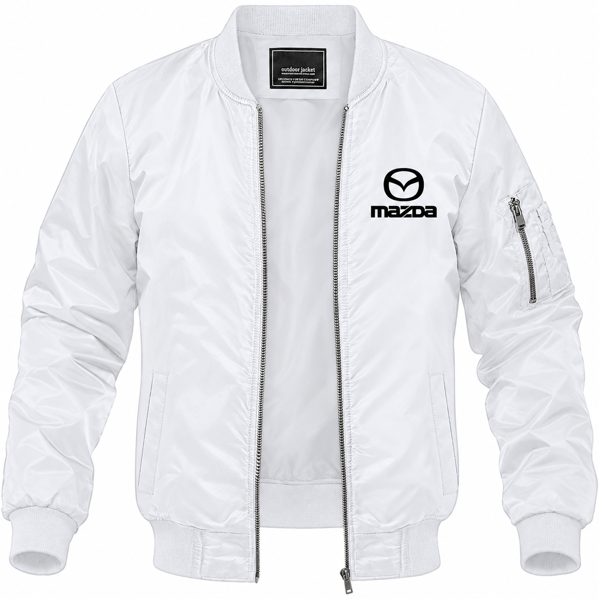 Mazda white bomber jacket front product photo | color: white |