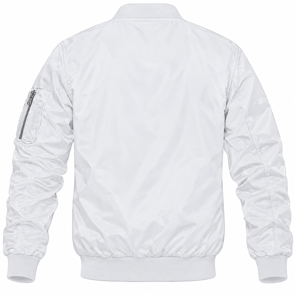 Mazda white bomber jacket back product view | color: white |