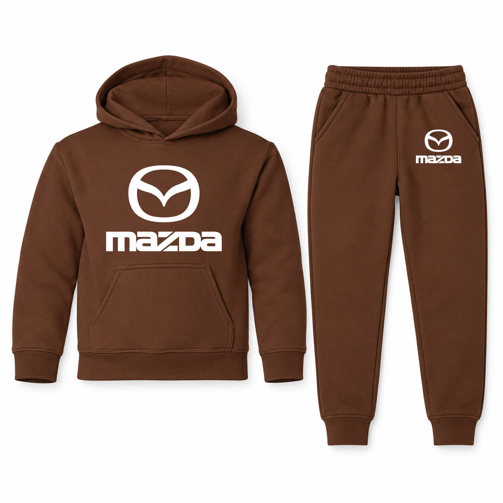 Mazda youth hoodie jogger set, Brown, Youth Large ages 10–12