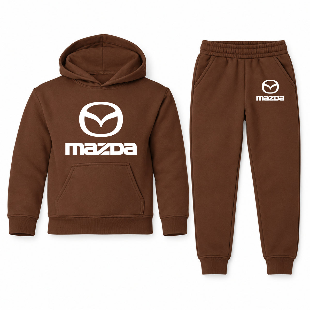 Mazda youth hoodie jogger set, Brown, Youth Large ages 10–12