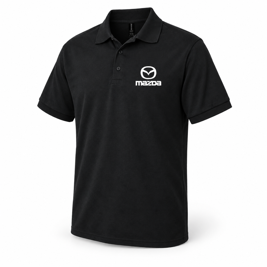 Mazda dry blend polo angled view | Color: Black |