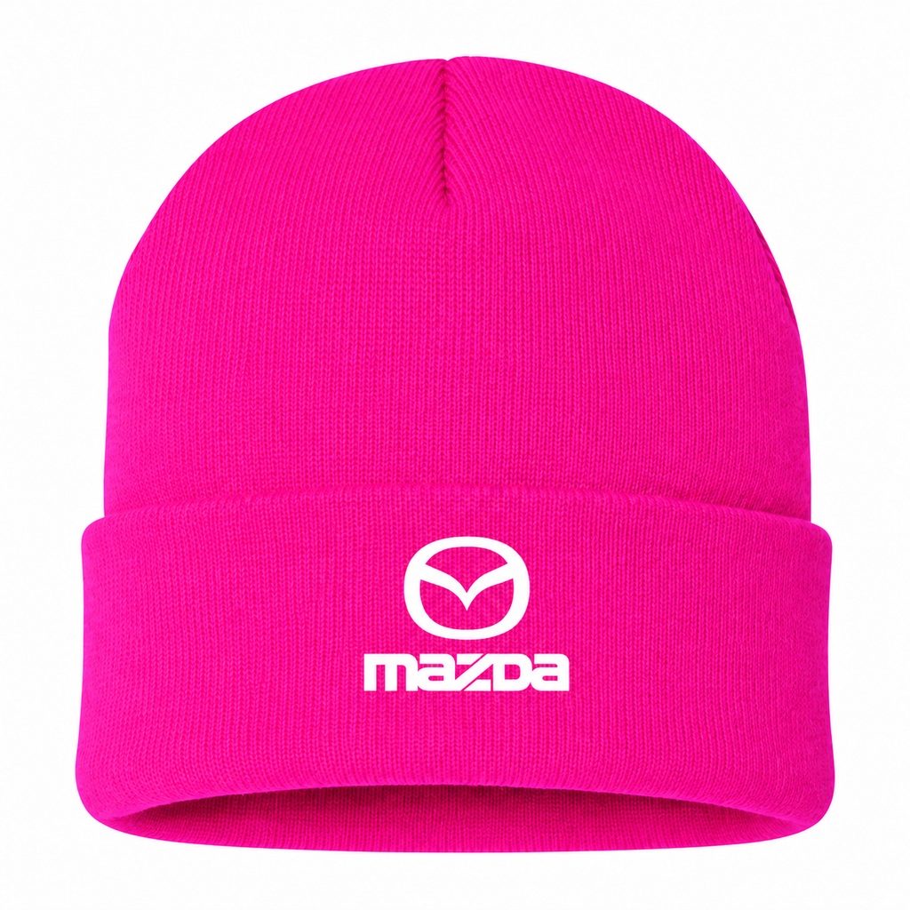 Men's Mazda Beanie Hat — Hot Pink — clean front main