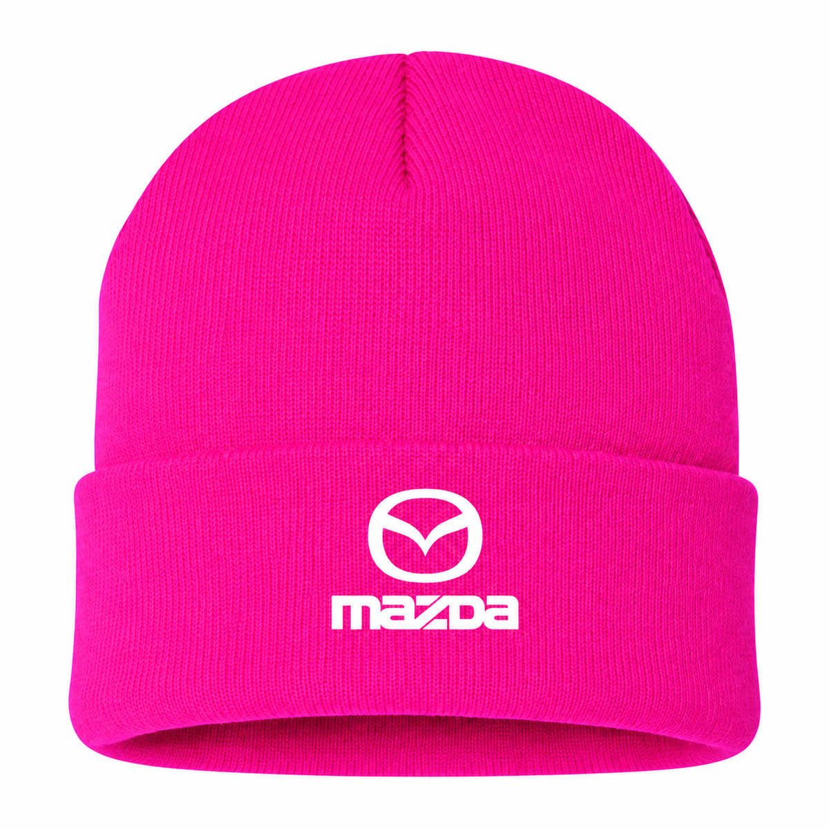 Men's Mazda Beanie Hat — Hot Pink — clean front main