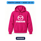 Mazda - Youth Large Hoodie (Ages 10–12) | Color: Hot Pink