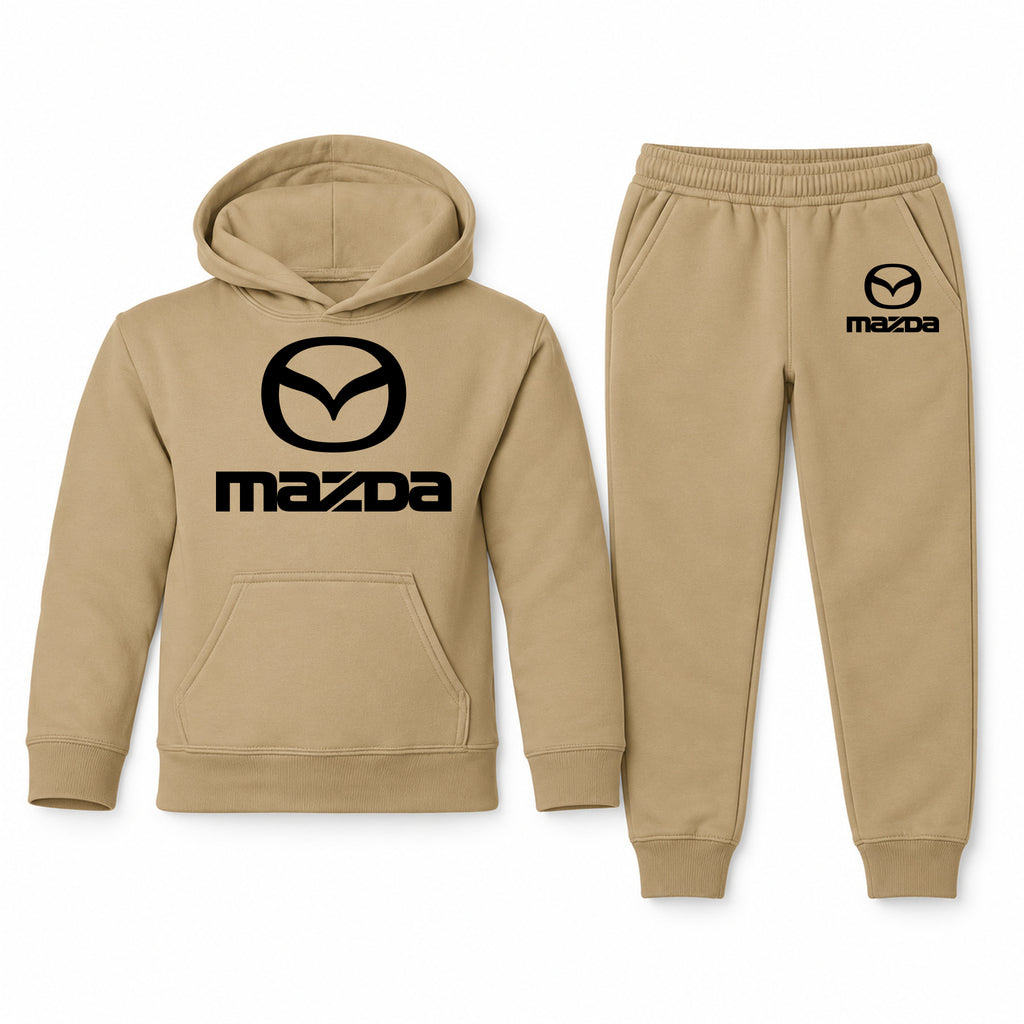 Mazda youth hoodie jogger set, Khaki, Youth Large ages 10–12
