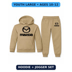 Mazda youth hoodie jogger set, Khaki, Youth Large ages 10–12
