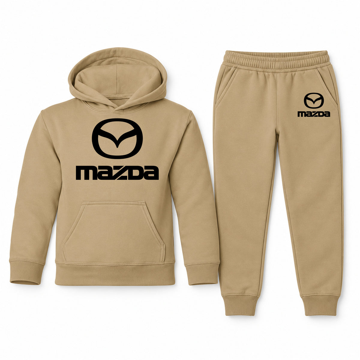 Mazda youth hoodie jogger set, Khaki, Youth Large ages 10–12