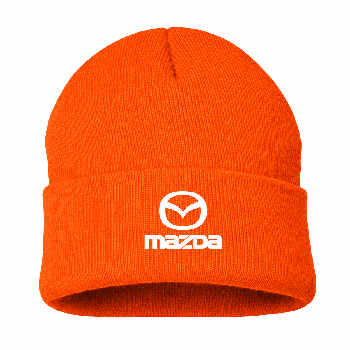 Men's Mazda Beanie Hat — Orange — clean front main