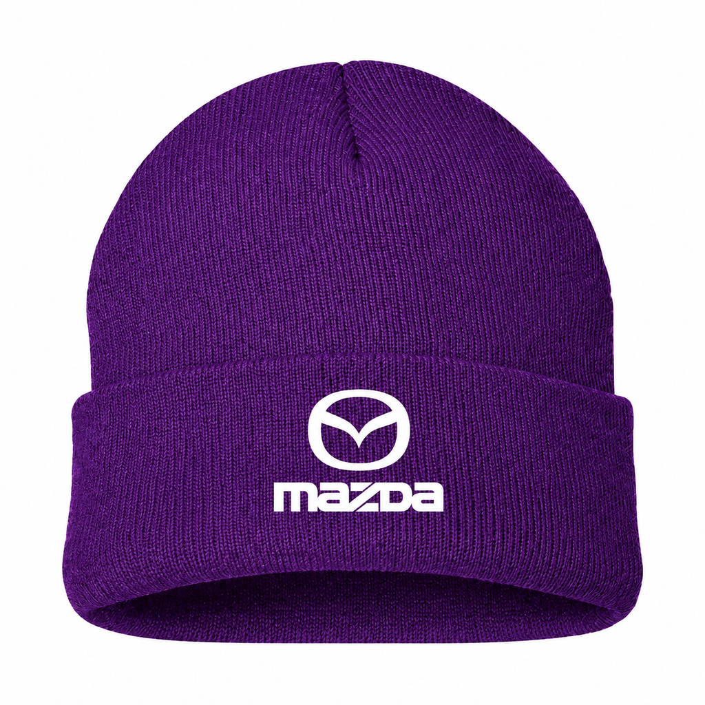 Men's Mazda Beanie Hat — Purple — clean front main