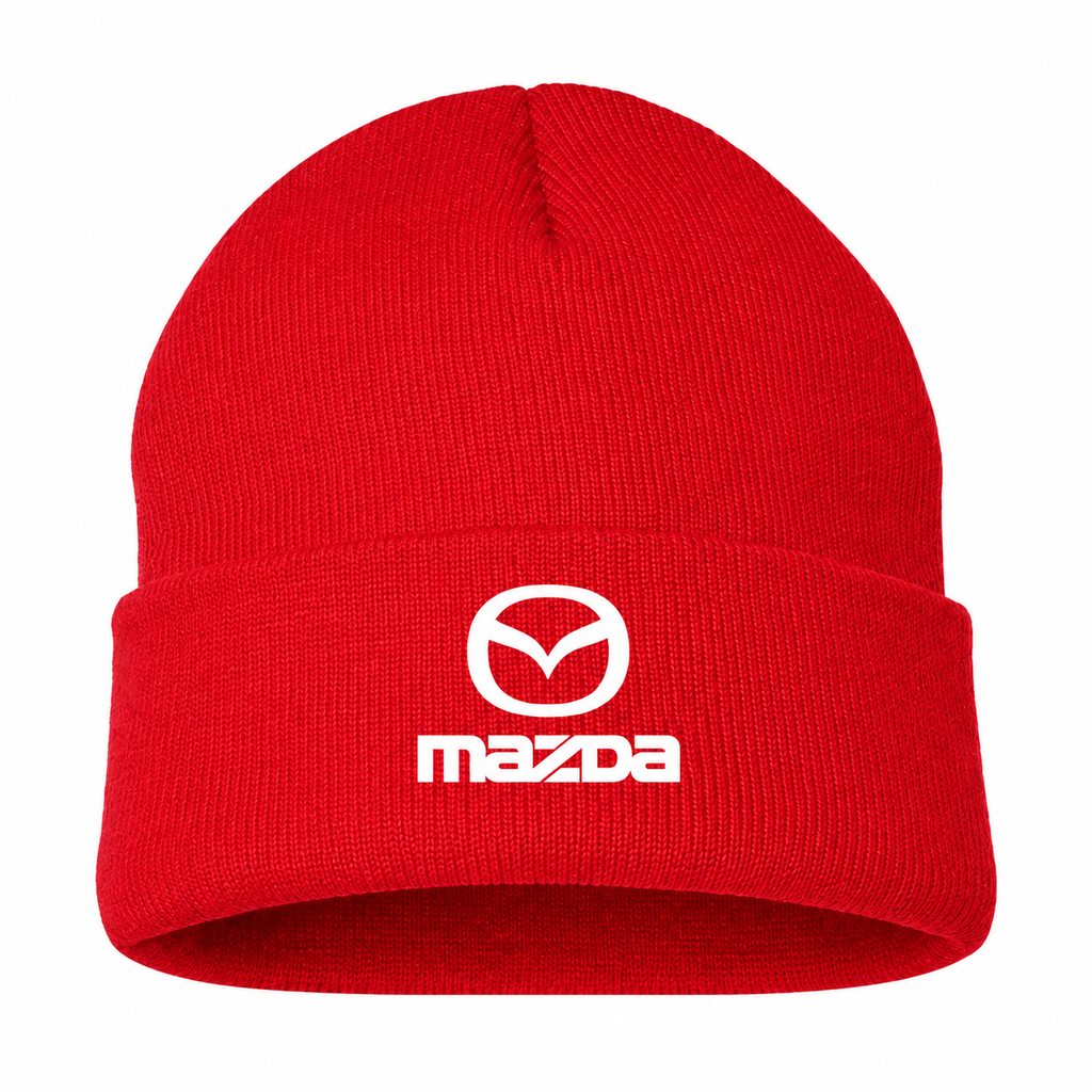 Men's Mazda Beanie Hat — Red — clean front main