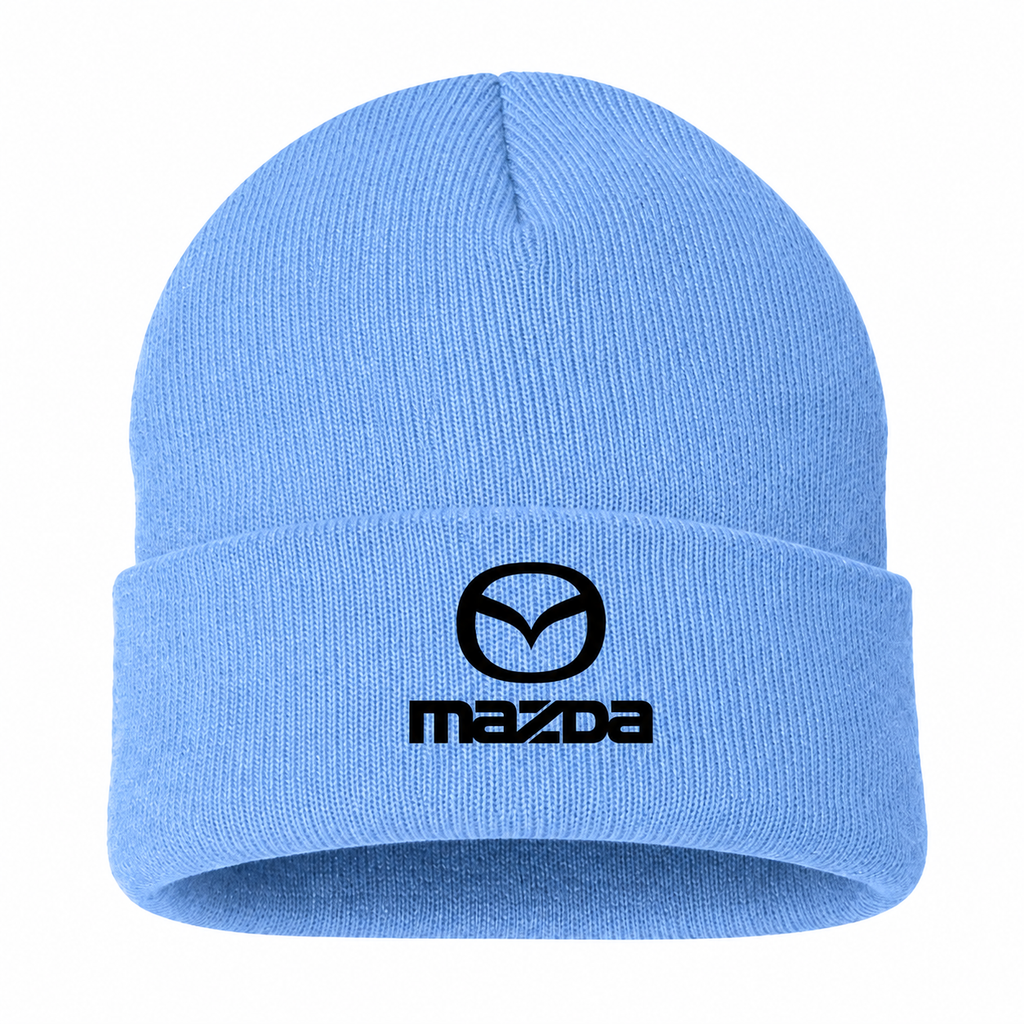 Men's Mazda Beanie Hat — Sky Blue — clean front main