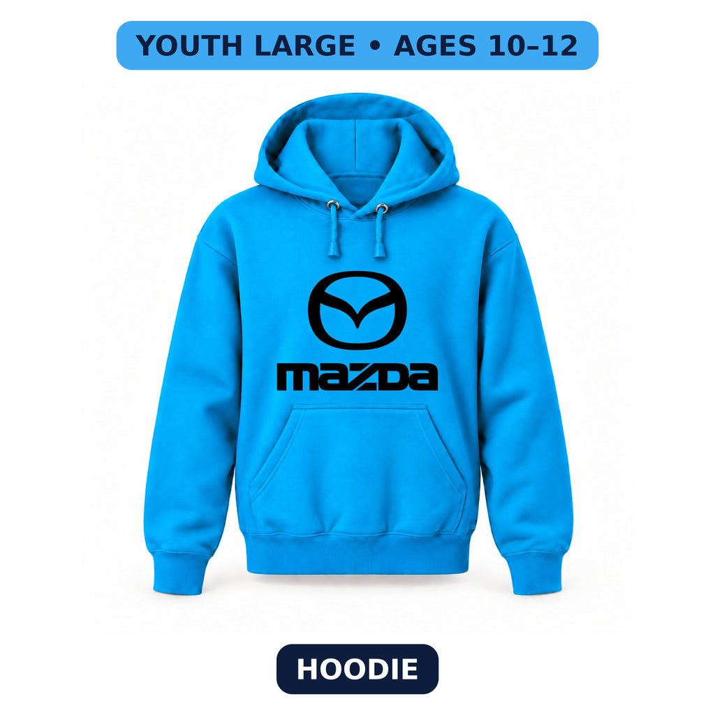 Mazda - Youth Large Hoodie (Ages 10–12) | Color: Turquoise
