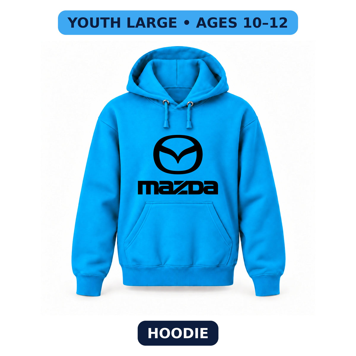Mazda - Youth Large Hoodie (Ages 10–12) | Color: Turquoise