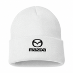 Men's Mazda Beanie Hat — White — clean front main