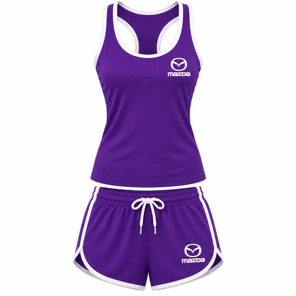 Women's Mazda tanktop and shorts set Purple front