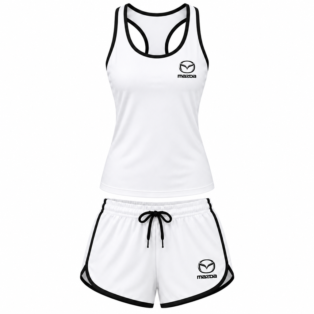 Women's Mazda tanktop and shorts set White front