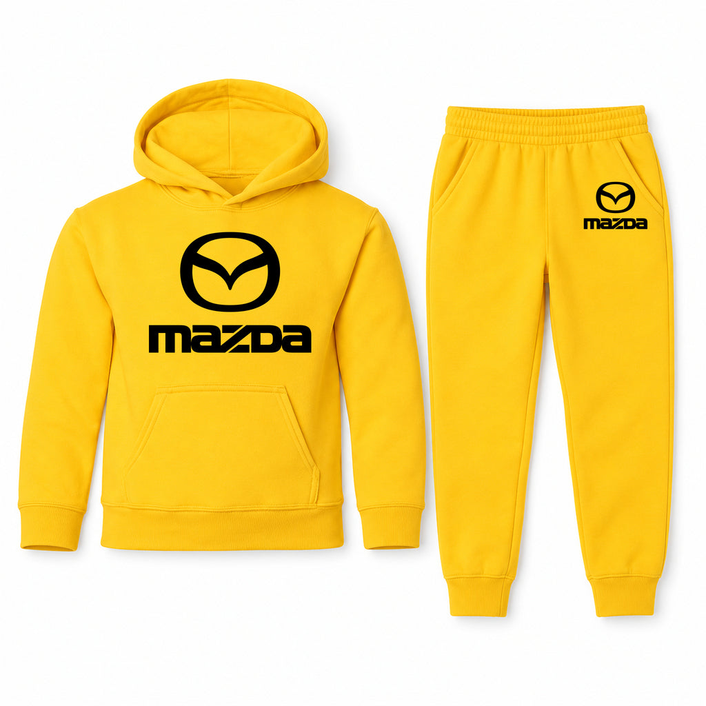 Mazda youth hoodie jogger set, Yellow, Youth Large ages 10–12