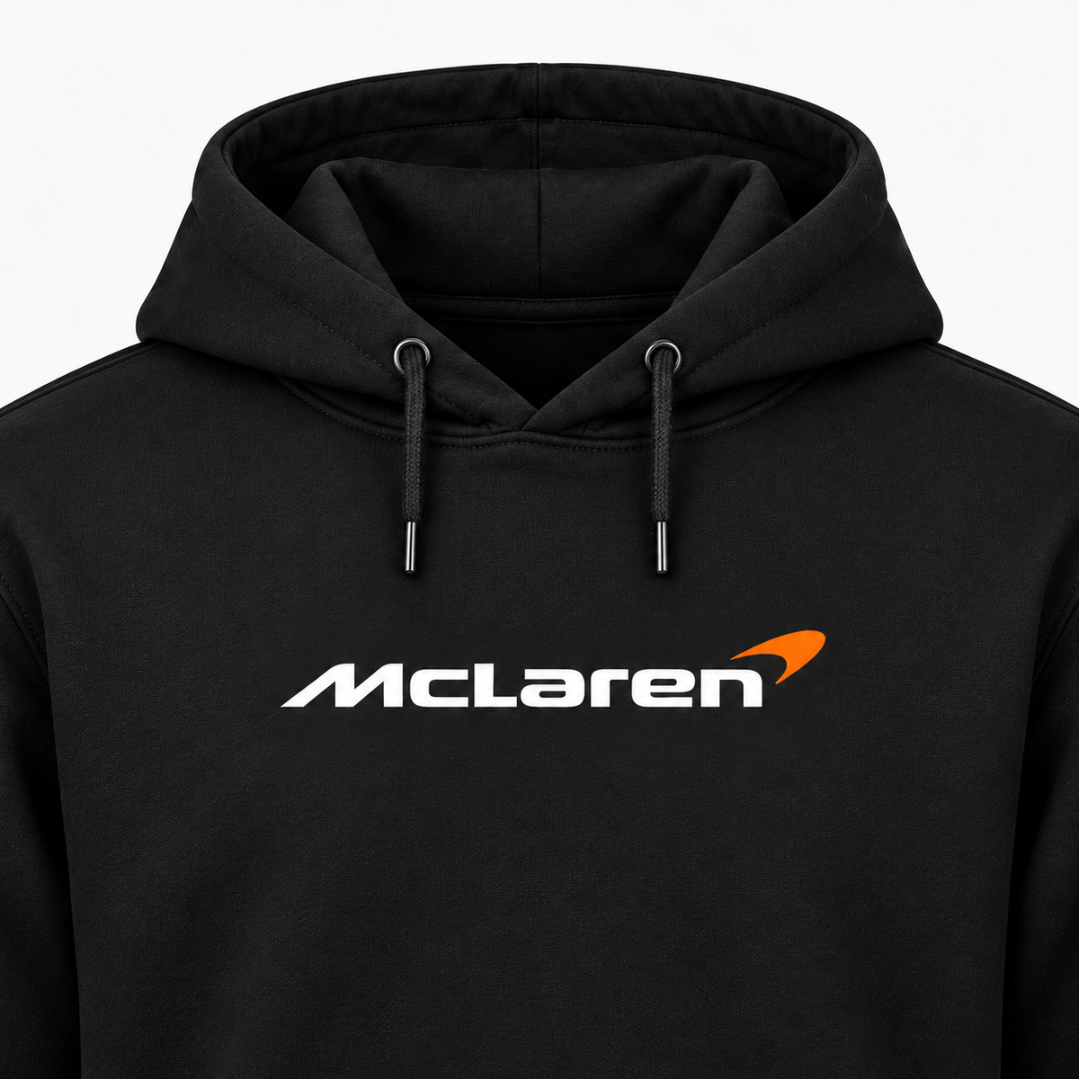 Men’s McLaren Car Pullover Hoodie | Color: Black | Logo and hood detail