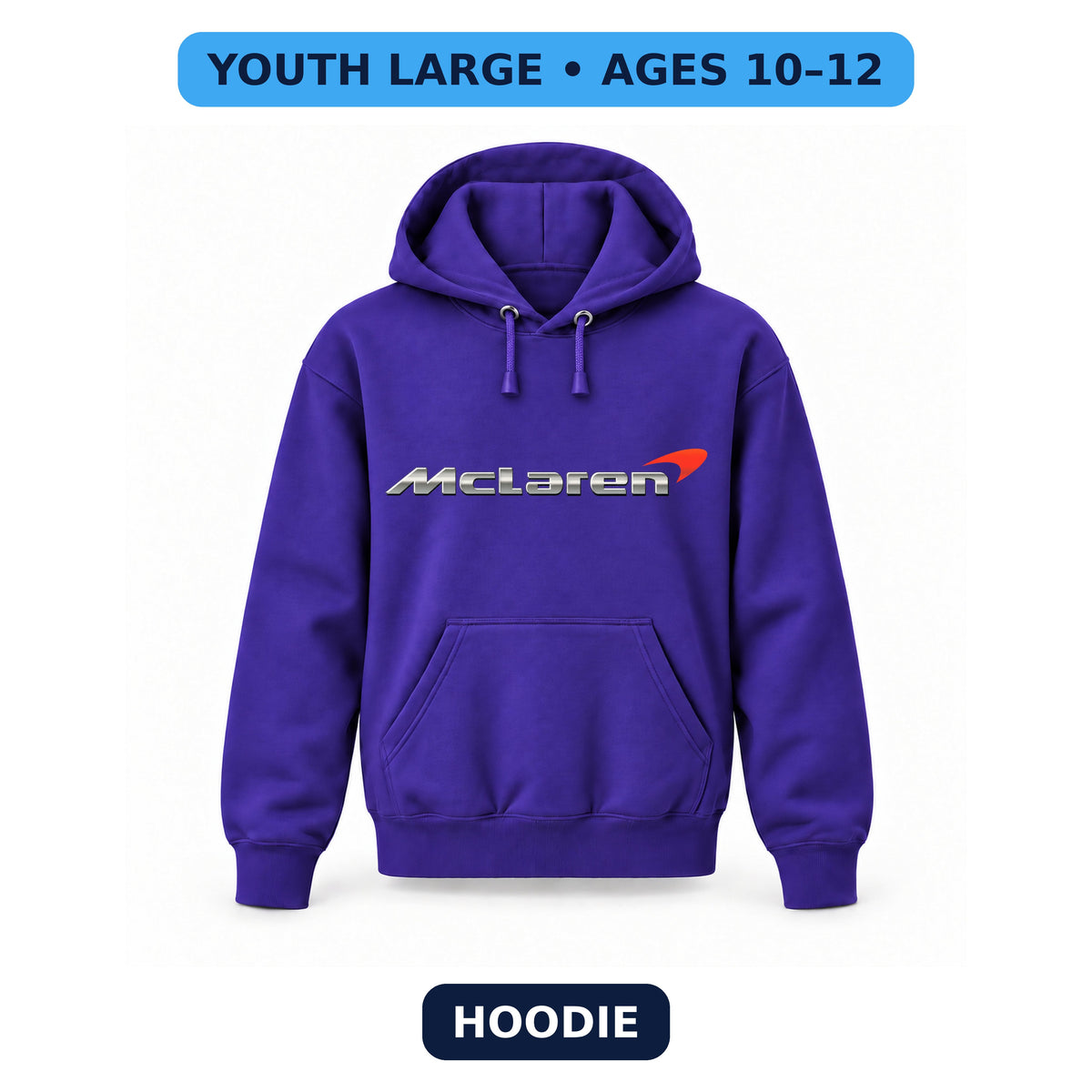 McLaren - Youth Large Hoodie (Ages 10–12) | Color: Purple