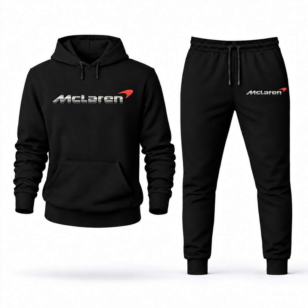 Men’s McLaren Car Hoodie Joggers Set | Color: Black | Front