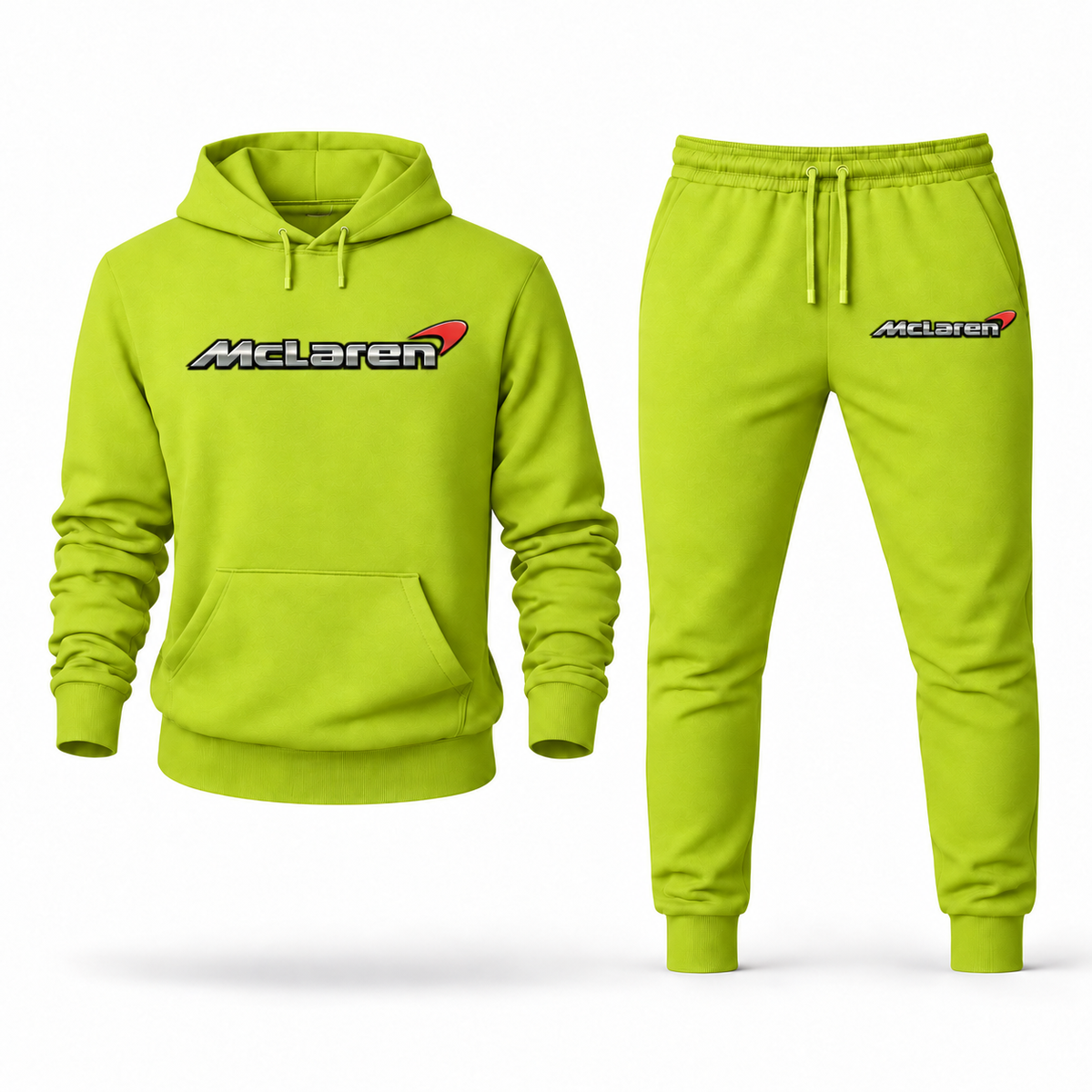 Men’s McLaren Car Hoodie Joggers Set | Color: Lime Green | Front