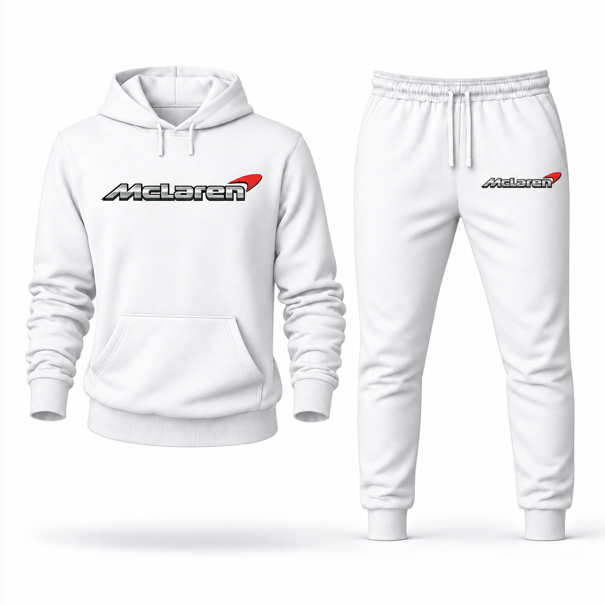 Men’s McLaren Car Hoodie Joggers Set | Color: White | Front