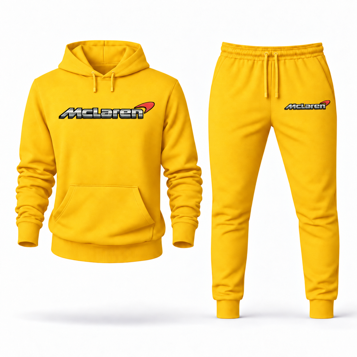Men’s McLaren Car Hoodie Joggers Set | Color: Yellow | Front