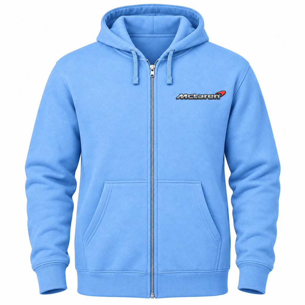 Men’s McLaren Car Zipper Hoodie | Color: Sky Blue | Front