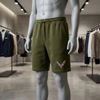 Corvette athletic shorts on a boutique mannequin, highlighting sporty cut and premium fabric details.